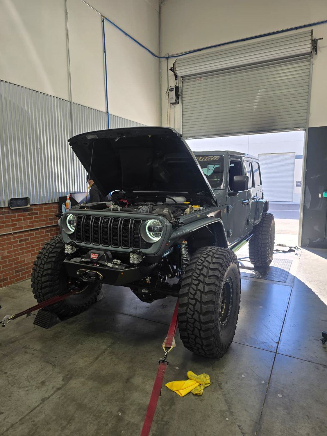 Jeep Wrangler on the chassis dyno at Tune Guru in Simi Valley